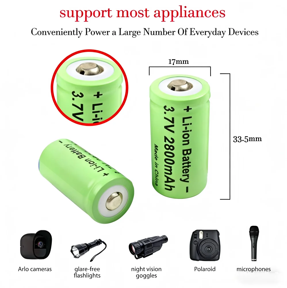 Baterie litowe CR123A 16340 CR17345 16340 CR123A 3V/3.7V, akumulatorowe, do liczników gazowych, bezprzewodowych alarmów drzwiowych. — zdjęcie produktu 5