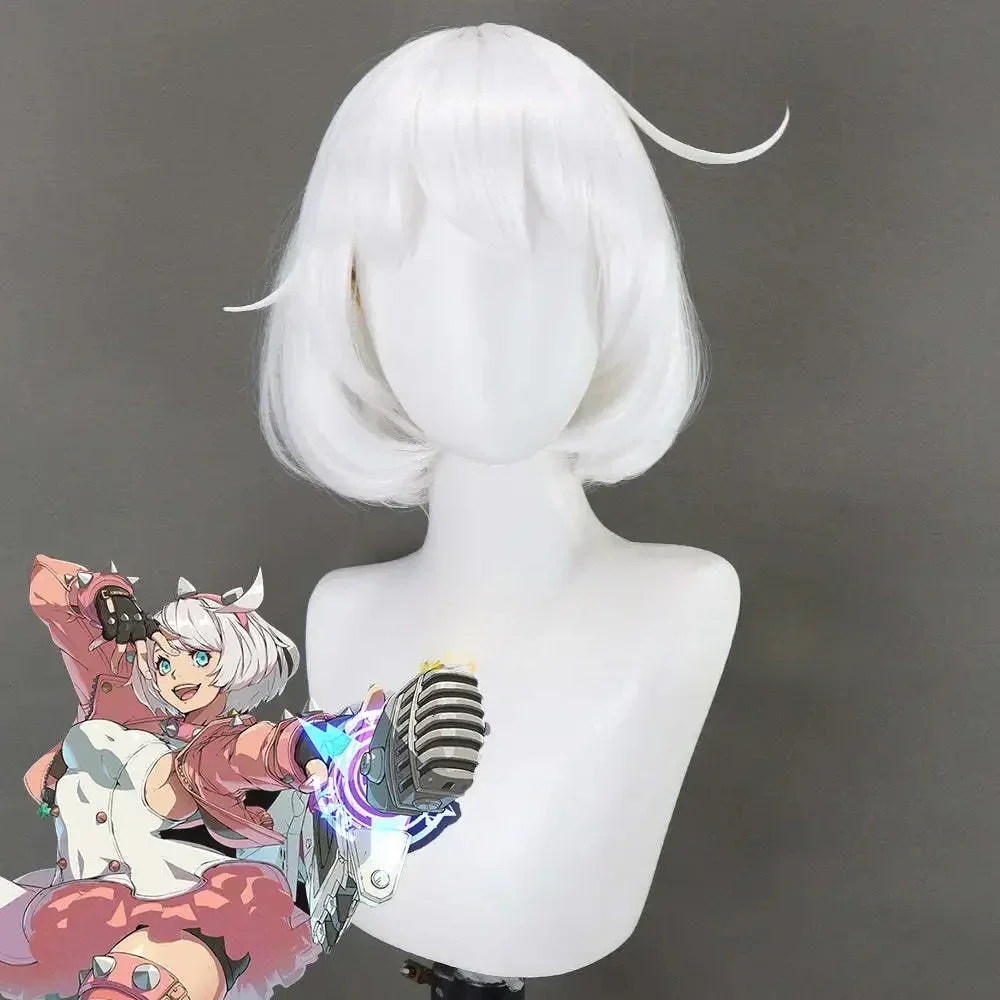 Anime Guilty Gear Elphelt Valentine Cosplay Wig Short BOB Heat Resistant Synthetic Hair Halloween Role Play Party Carnival