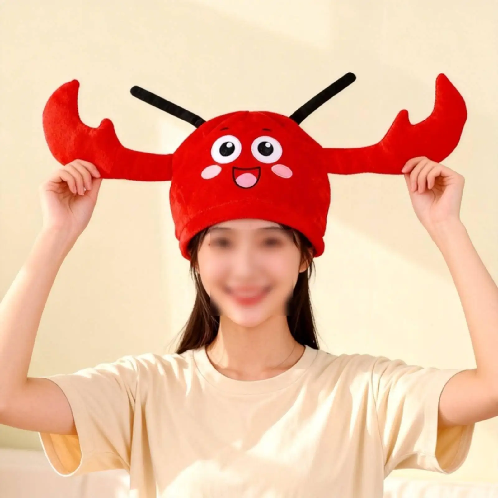 Chapeau de fête en peluche douce style dessin animé, tête de homard, fantaisie pour adultes et enfants, idéal pour les moments photo