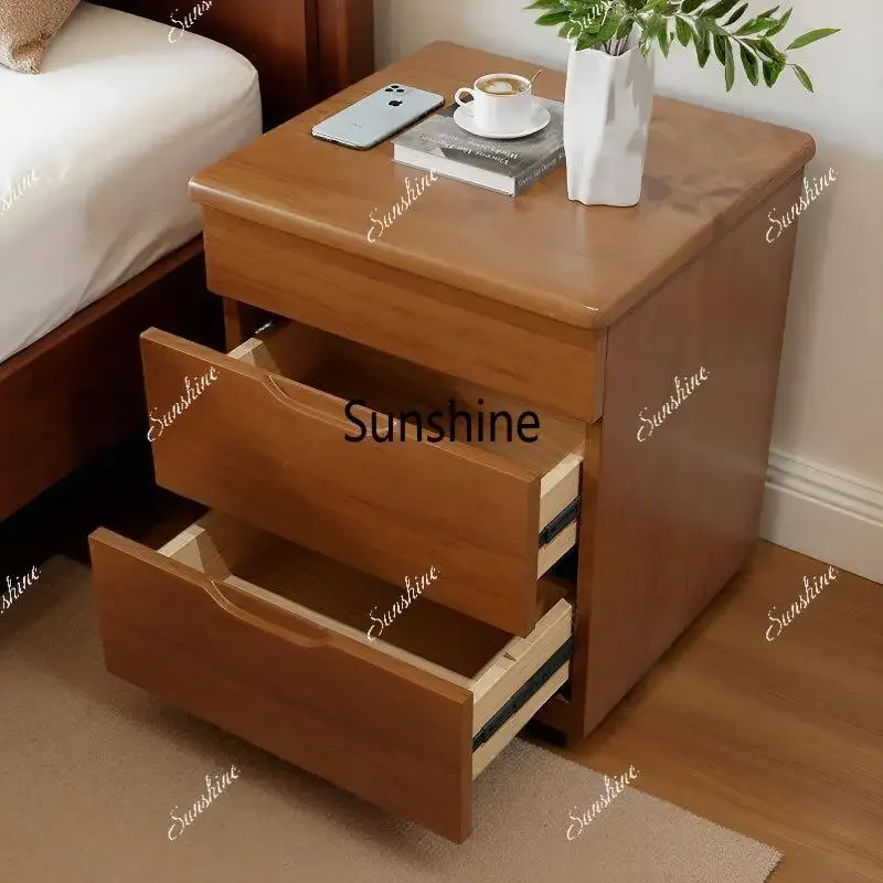 Chinese solid wood multi-functional hidden lattice bedside table simple bedroom dark drawer storage hidden privacy cabinetTJ