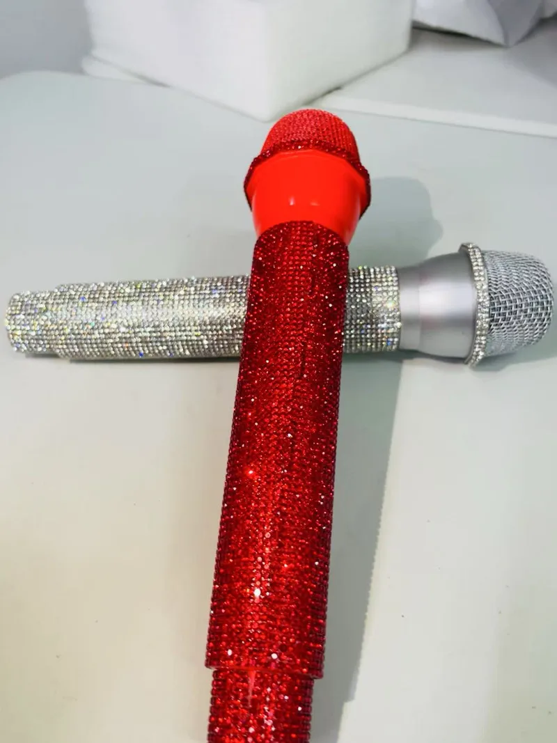 

Microphone diamant Costume Headheld Singer Telemarketer Fake microphoneToy Mic Prop present mic cosplay Training show video