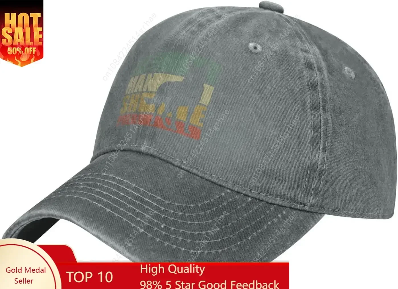 

Retro German Shepherd Denim Trucker Hat Baseball Cap for Men Or Women Cowboy Black