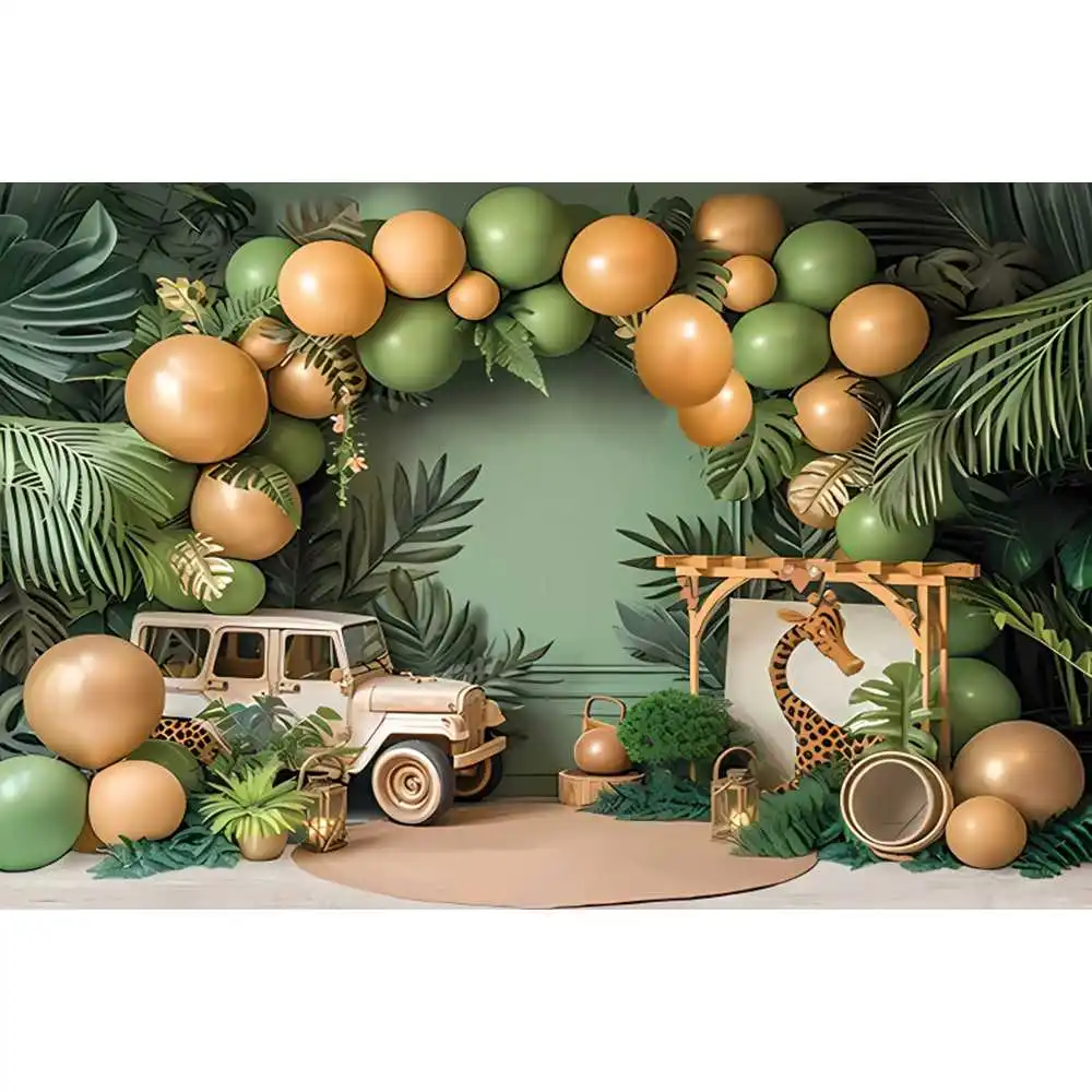 Animal Crossing Background Jungle Plants Photo Decorative Banner Baby Shower Happy Birthday Photography Studio Supplies