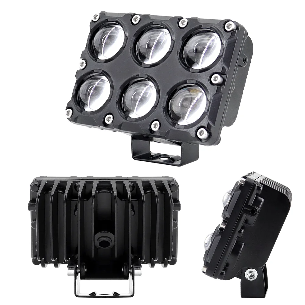 Motorcycle LED Spotlight Dual Color High/Low Beam Fog Lamps for Car Trucks SUV UTV Off Road Mini Lens Headlight Driving Light