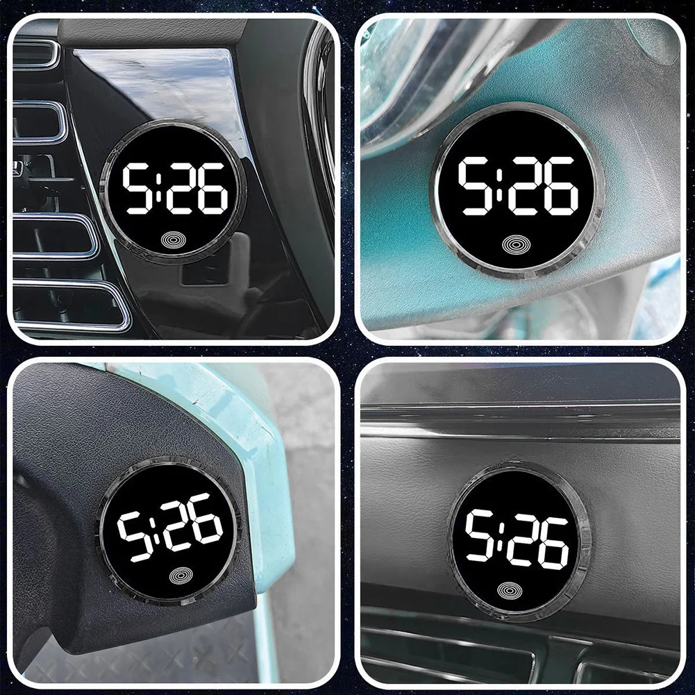 Car Clock Luminous Mini Automobiles Internal Stick-On Digital Watch Mechanics Quartz Clocks Suitable For Most Cars Car Supplies