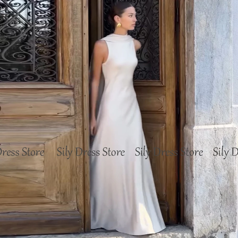Saudi Arabian Dresses for Special Occasions Satin Mermaid Evening Dress White O-Neck Trumpet Formal Dresses with Shawl image 5