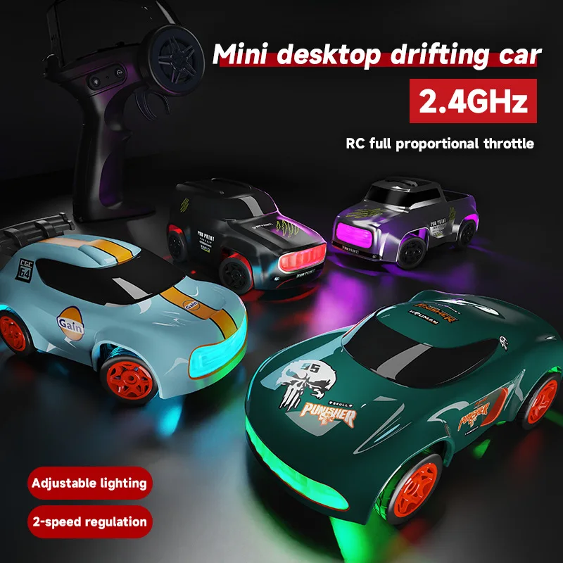 Nieuwe 4WD 2.4GHZ RC Simulatie Mini Drift Auto 1/64 Palm Racing Model Desktop Auto Afstandsbediening GTR Racing Model jongen Speelgoed Gift