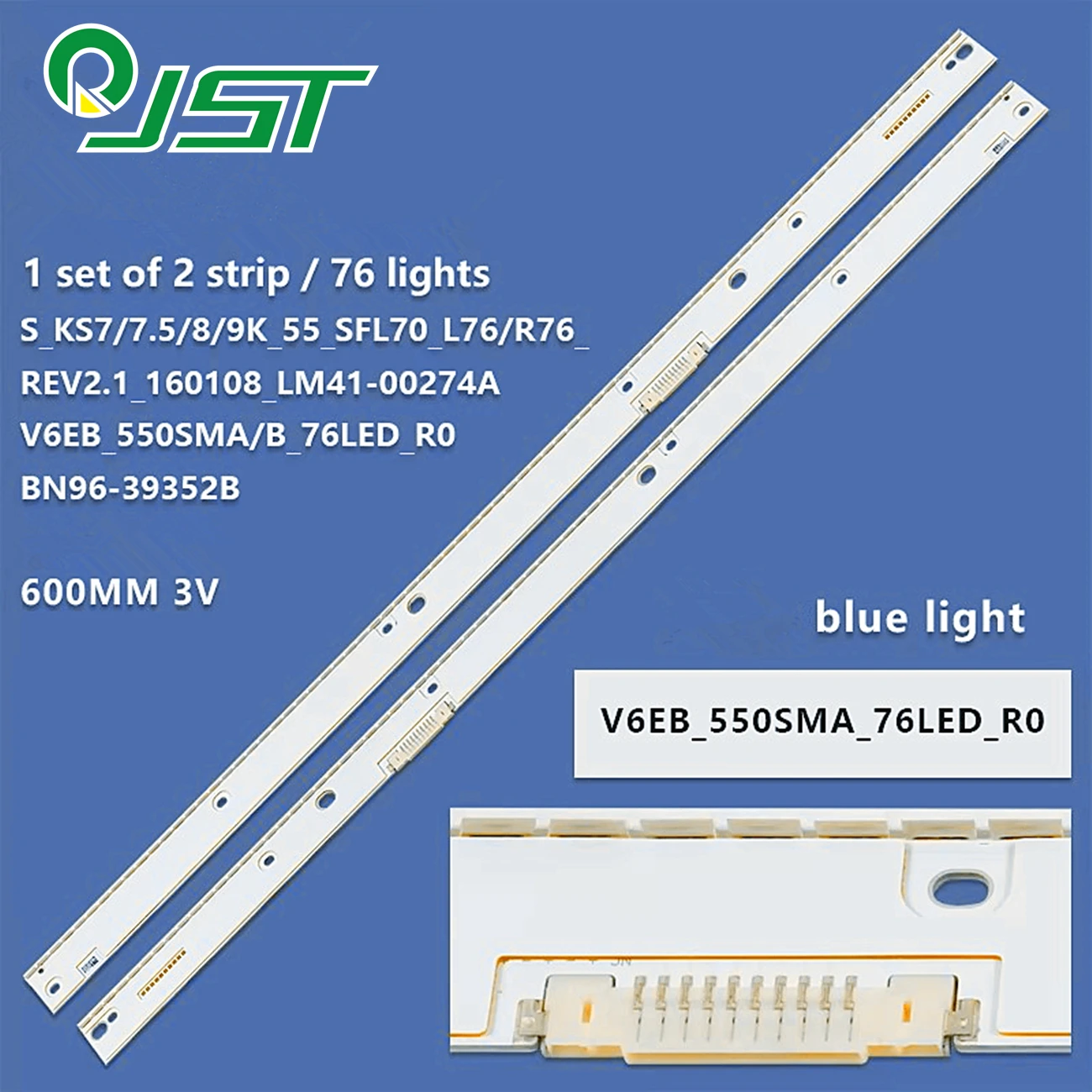 2pcs/Kit LED UN55KS7000 UN55KS8000 UN55KS850D UN55KS7500 UN55KS9500 UA55KS9800 UE55KS9080 UE55LS9500 V6EB_550SMA_76LED_R0 550SMB