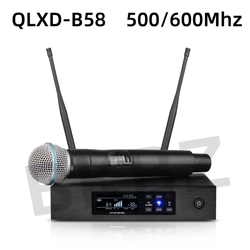 QLXD4 Beta58a 500MHz/600MHz Professional Wireless Microphone UHF Stage Performance Karaoke Singing Handheld Microphone