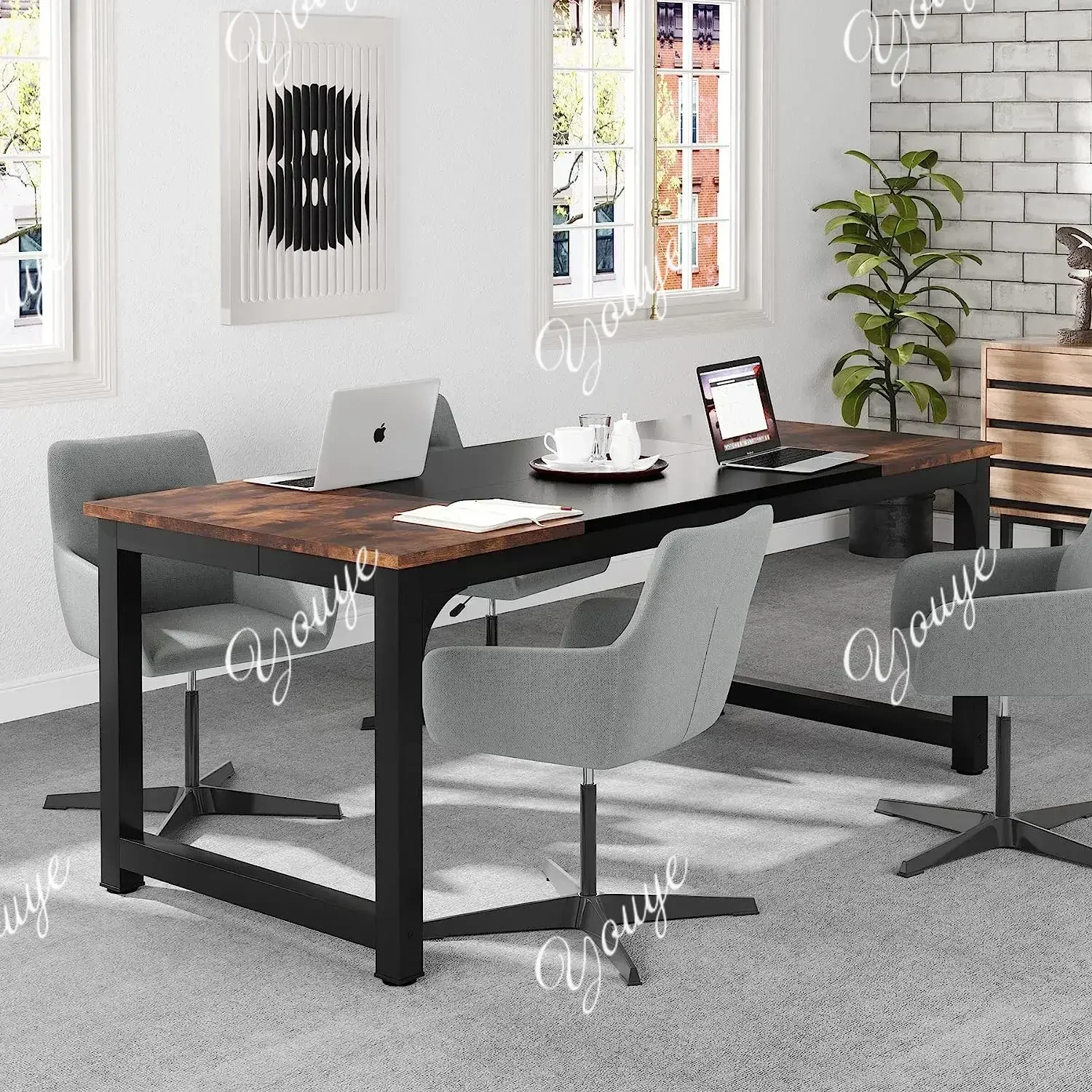 N49 J Tribesigns Modern Computer Desk Large Office Desk Computer Table Study Writing Desk Workstation For Home Office