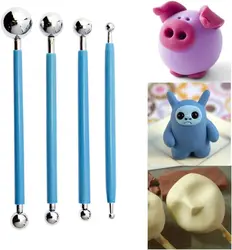 4pcs Polymer Modeling Clay Sculpting Tools, Ball Stylus, Pottery Ceramic Clay Indentation,Set Also for Cake Fondant Decoration
