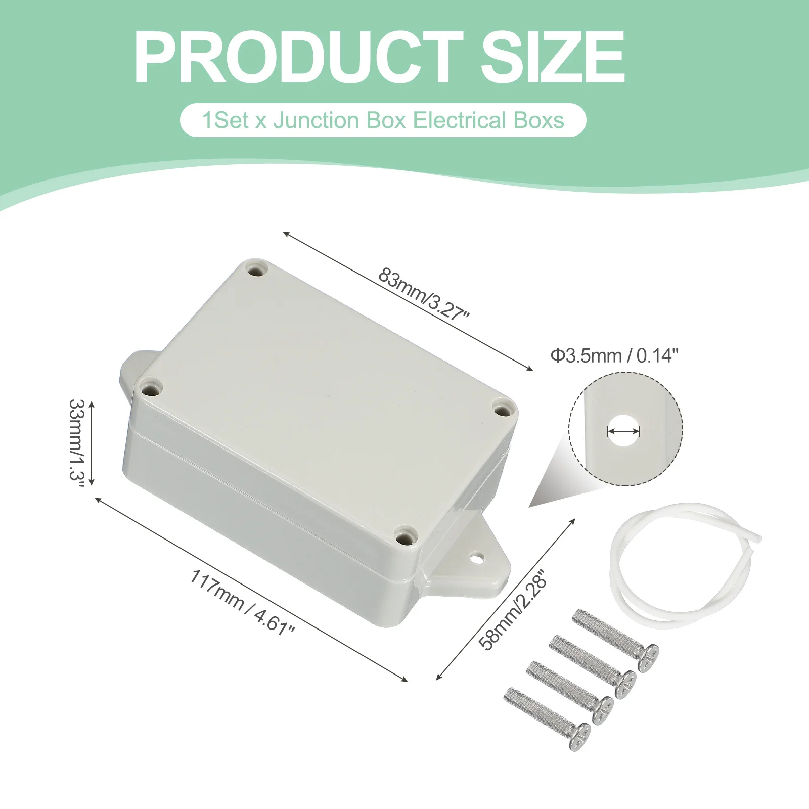 ABS Plastic Junction Box Electrical Enclosure Boxes Waterproof Outlet Plug Cover Cord Protector with Mounting Plate Project Box