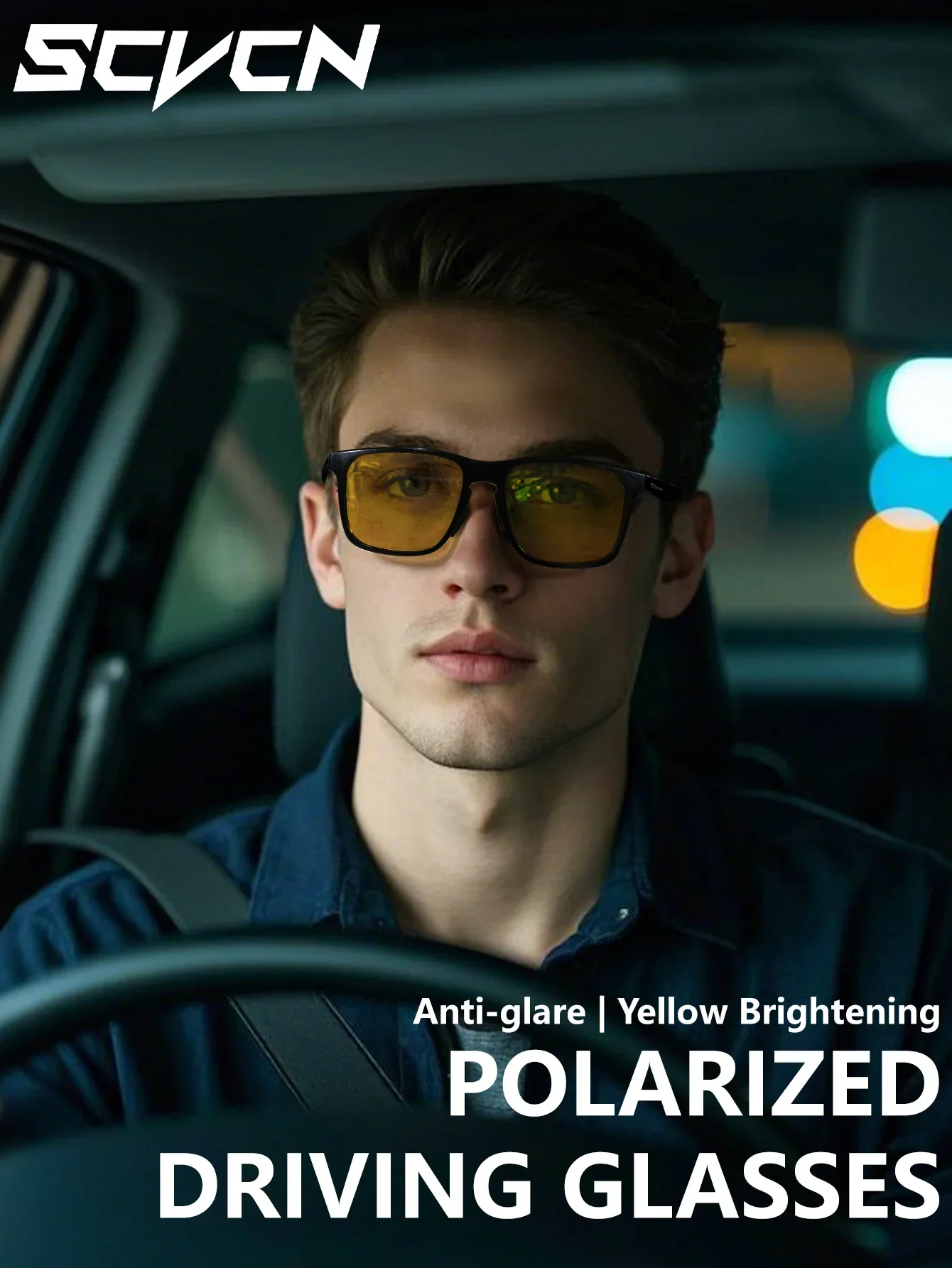 SCVCN Polarisierte Nachtfahrbrille mit Gelben Gläsern, Blendschutz für Angeln, Radfahren, Outdoor-Sport, Camping und Laufen – Detail 3