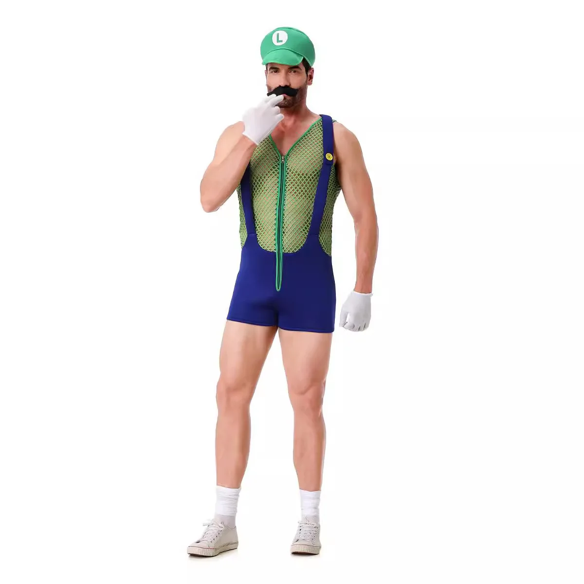 Halloween Costume de Cosplay Anime avec Chapeau pour Homme Ensemble d e Barrage d e Plombier Frère Déguisement de ixde Carnaval