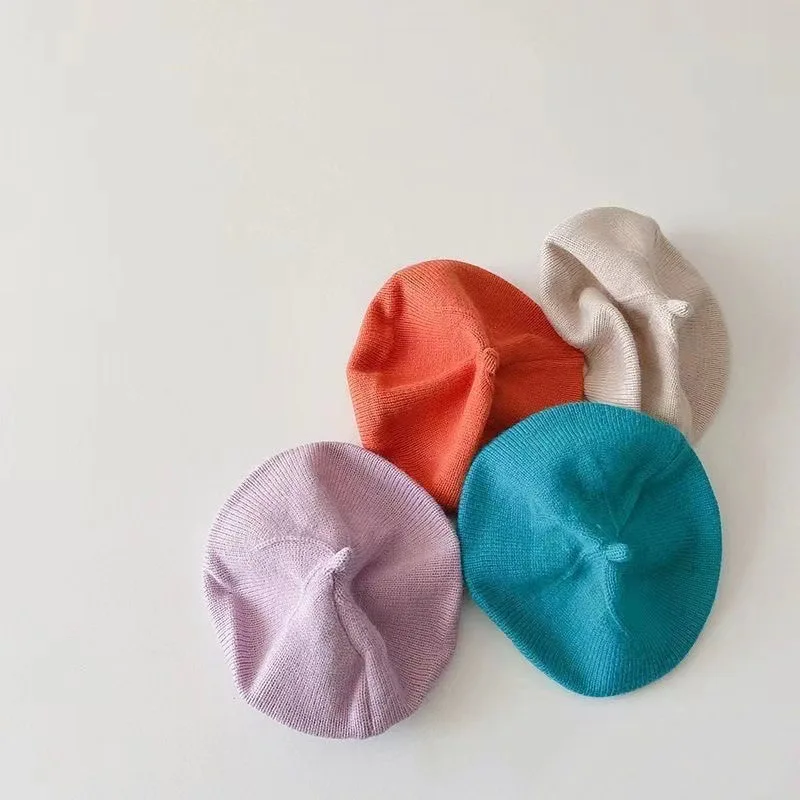 Новое поступление, вязаный детский берет, модная шапка-бини во французском стиле для малышей, мягкая теплая повседневная шапка для младенцев, милая детская зимняя вязаная шапка