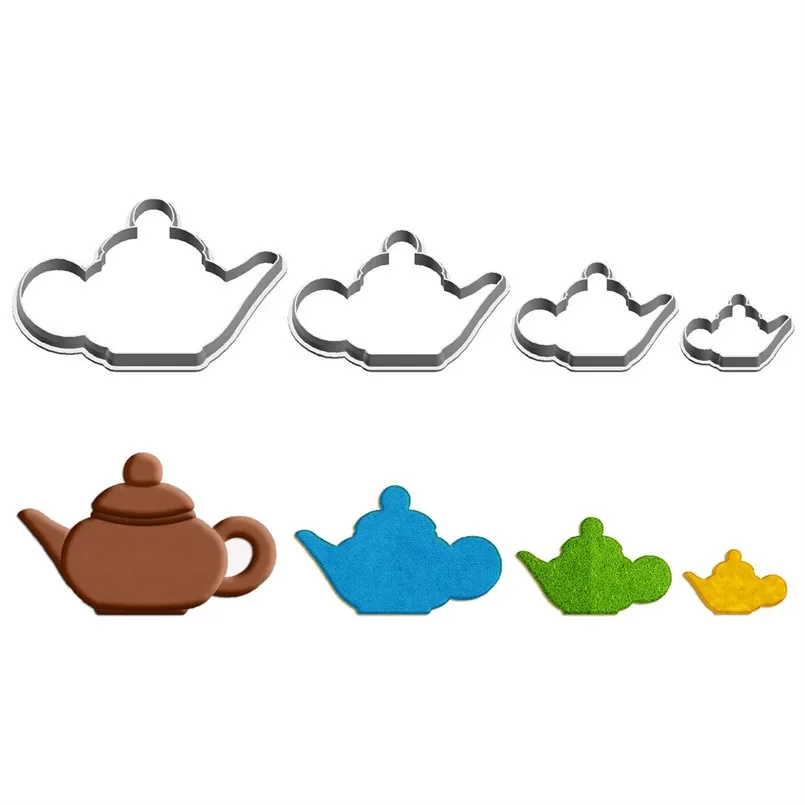 Cartoon Life,Purple Clay Teapot Teacup Tea Bowl Tea Cup Rice Bowl,Plastic Mould,Cake Fondant Tool,Cookie Sushi and Fruit Cutters