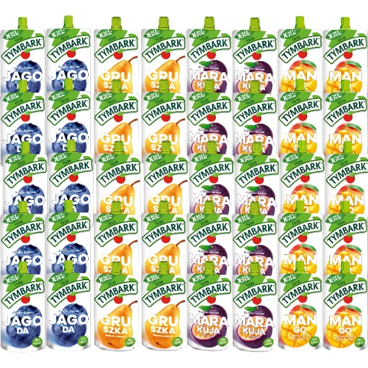 Tymbark zestaw musów 200g x 40 sztuk: Gruszka, Marakuja,Mango-Brzoskwinia, Jagoda