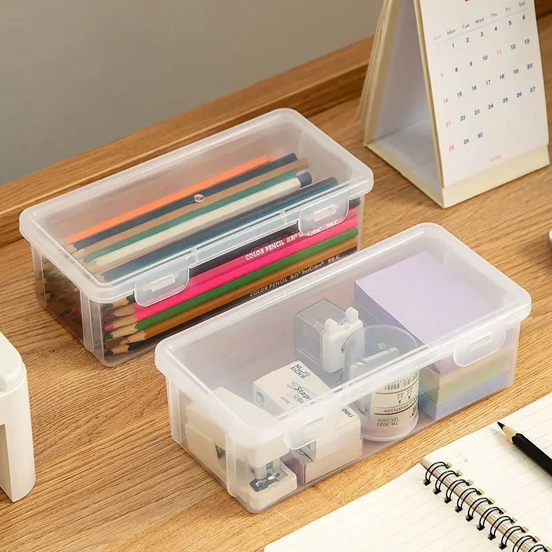 

1Pc Transparent Pencil Case Box Large-capacityStackable Storage Box Office School Pencil CaseSupplies Pencil Storage