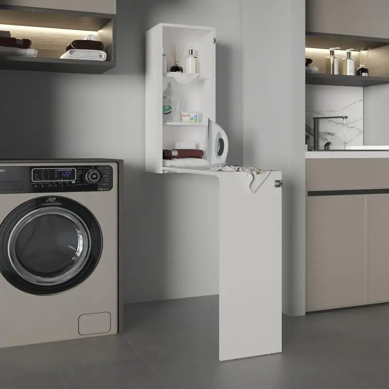 

Складной настольный шкаф с выдвижным столом и полками, обеденный стол из белого железа и шкаф для глажки