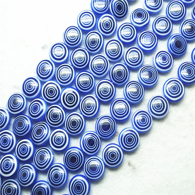 34PCS New Glass Beads 12MM Coin Shape Circel Designs For Women Bracelets Making 3 Colors Available Top Fashion Jewelry