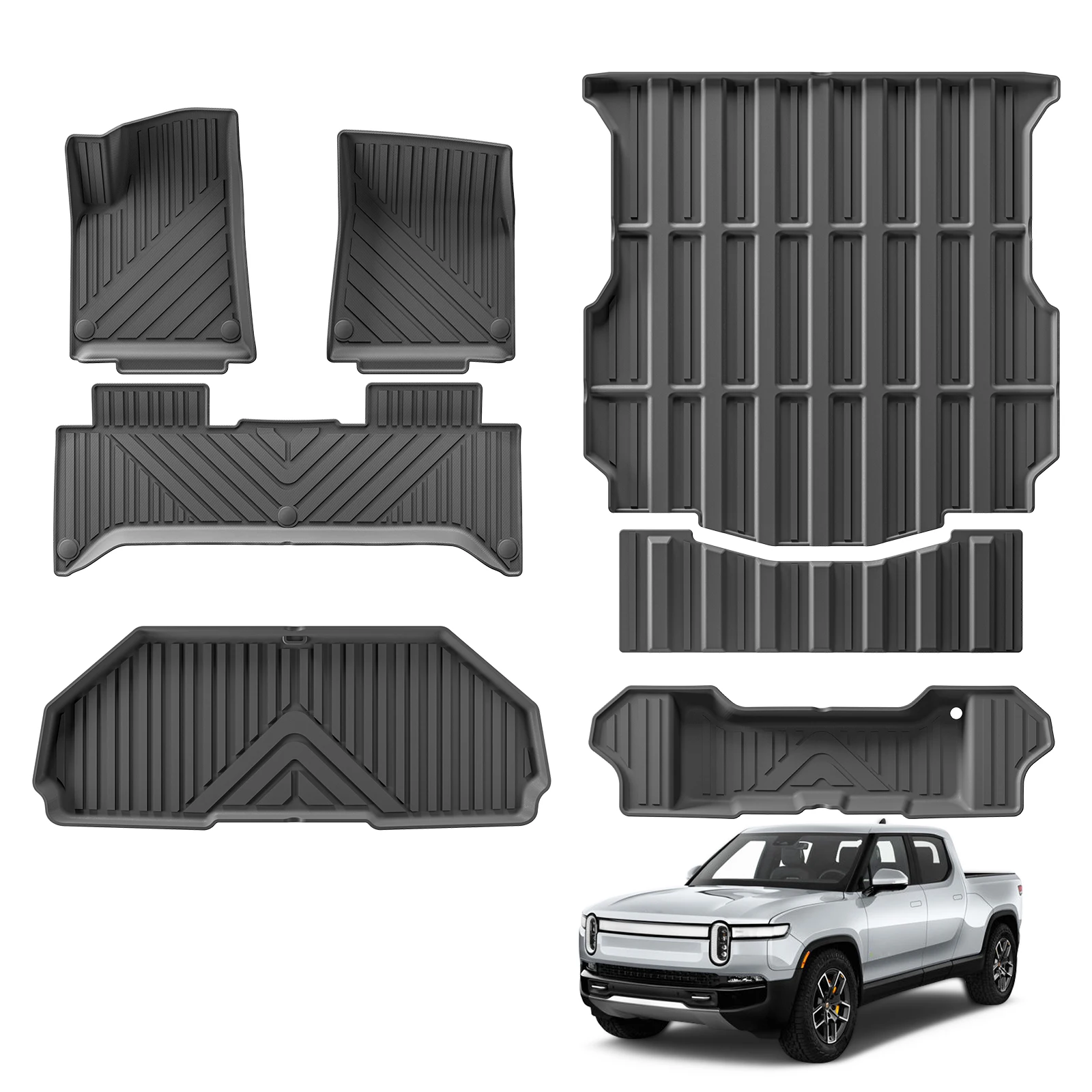 

for Rivian R1T 2022 - 2024 3D TPE Car Floor Mats Cargo Liner Trunk Pad Waterproof Protective Auto Accessories Left Rudder