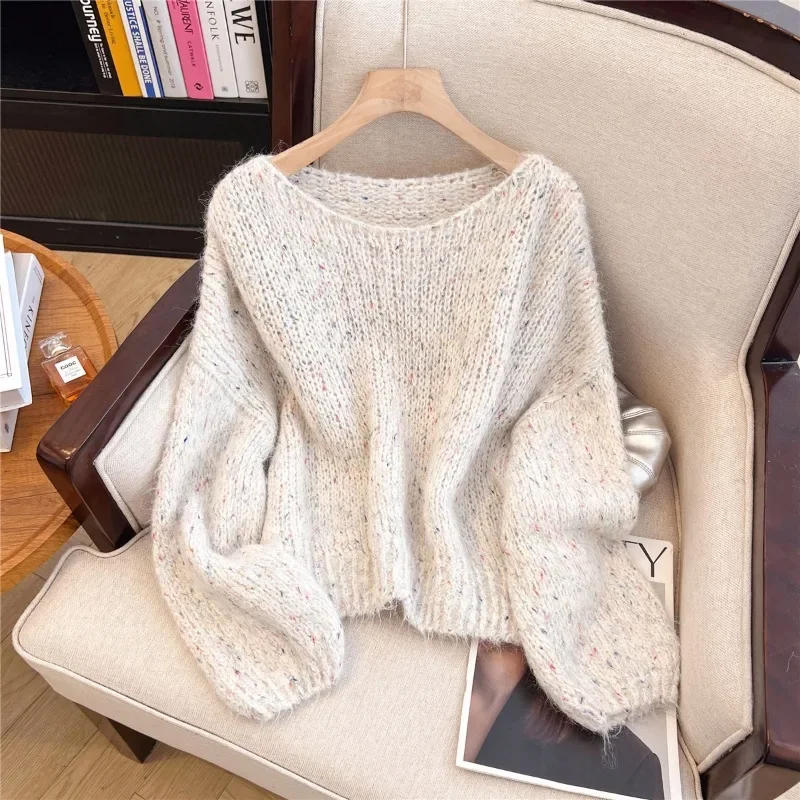 Women's 2026 Autumn Winter New Soft Long Sleeve Knit Top Thick Slouchy Loose Pullover Sweater Chic Coquette Trendy Sueter Mujer