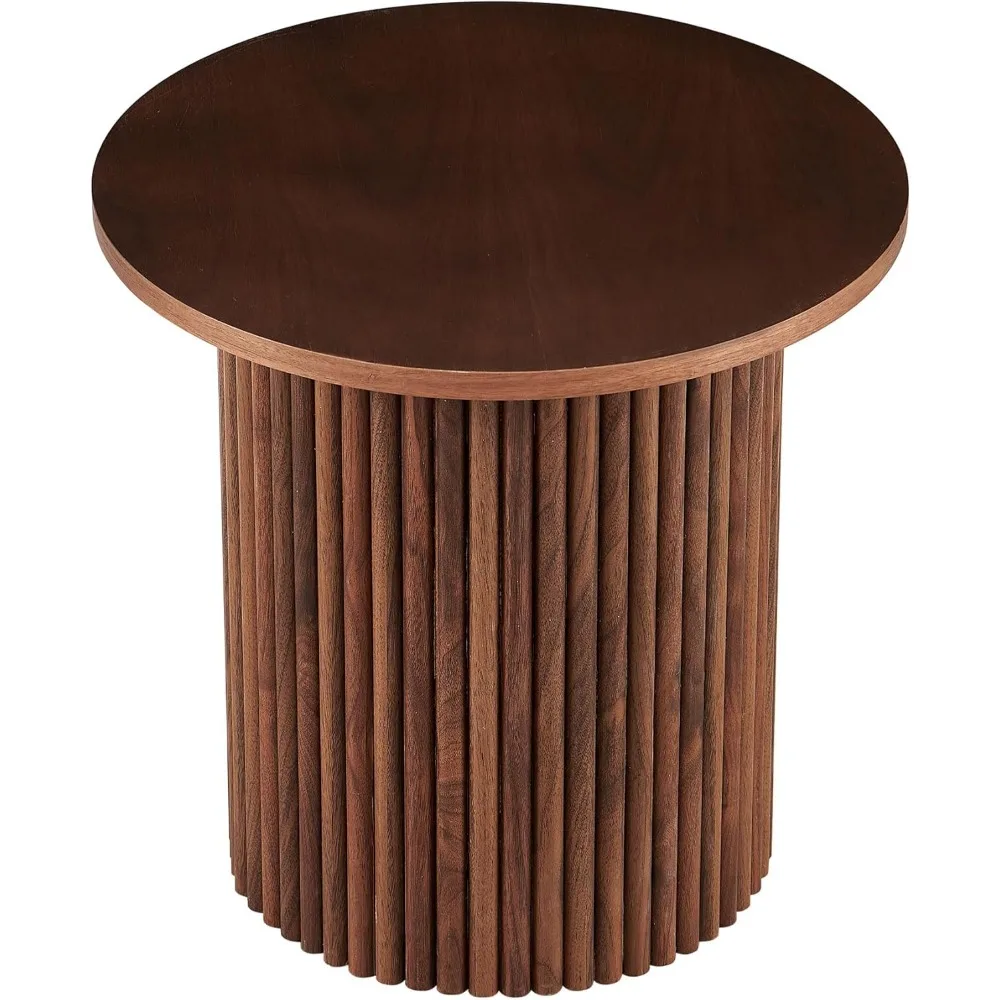 مجموعة طاولة قهوة مستديرة متداخلة مكونة من قطعتين، مجموعة طاولة جانبية مكونة من قطعتين من بوهو لغرفة المعيشة وغرفة النوم، سطح خشبي مصنوع مع