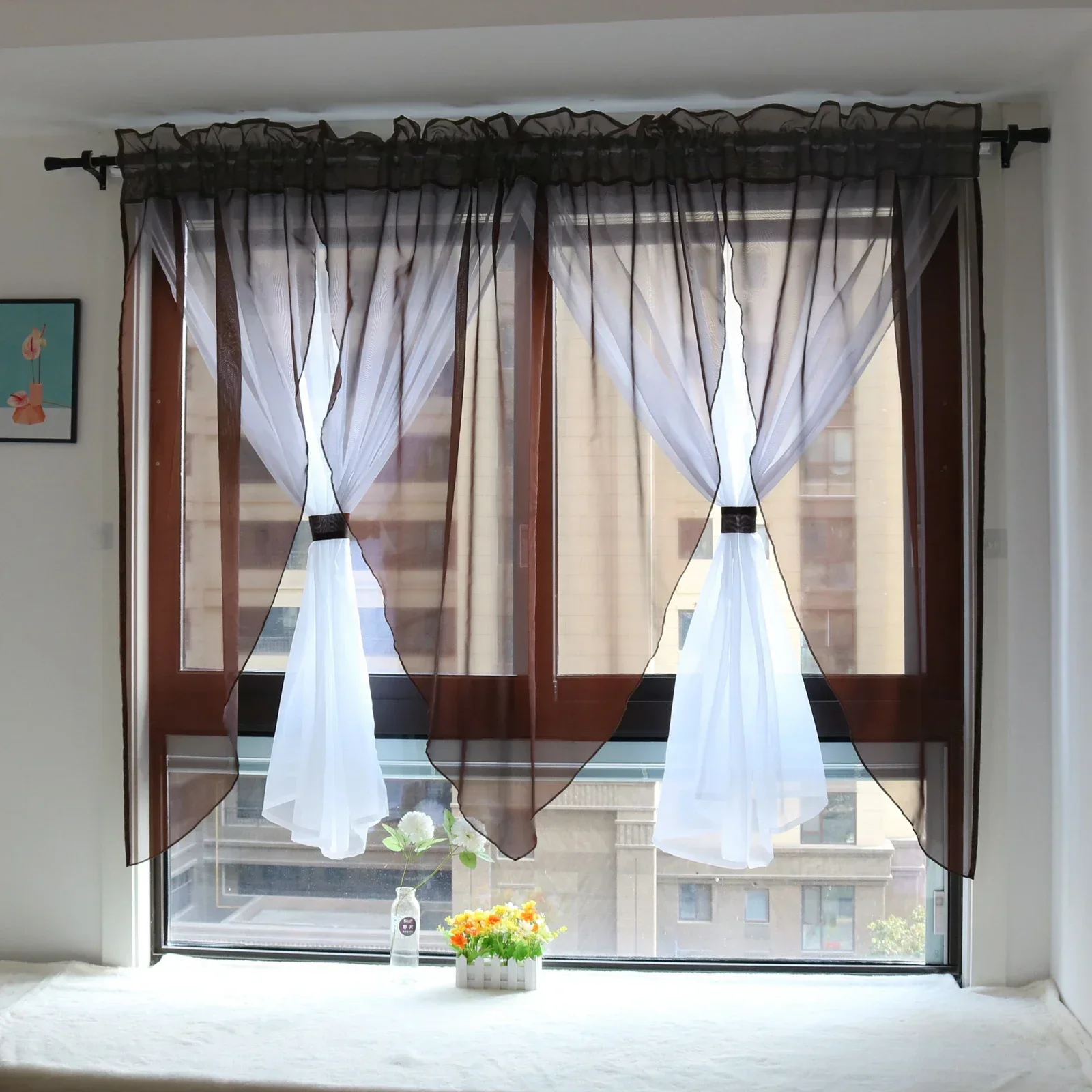 Stevige voile sluier woonkamer balkon slaapkamer gordijn pure korte keuken raambekleding