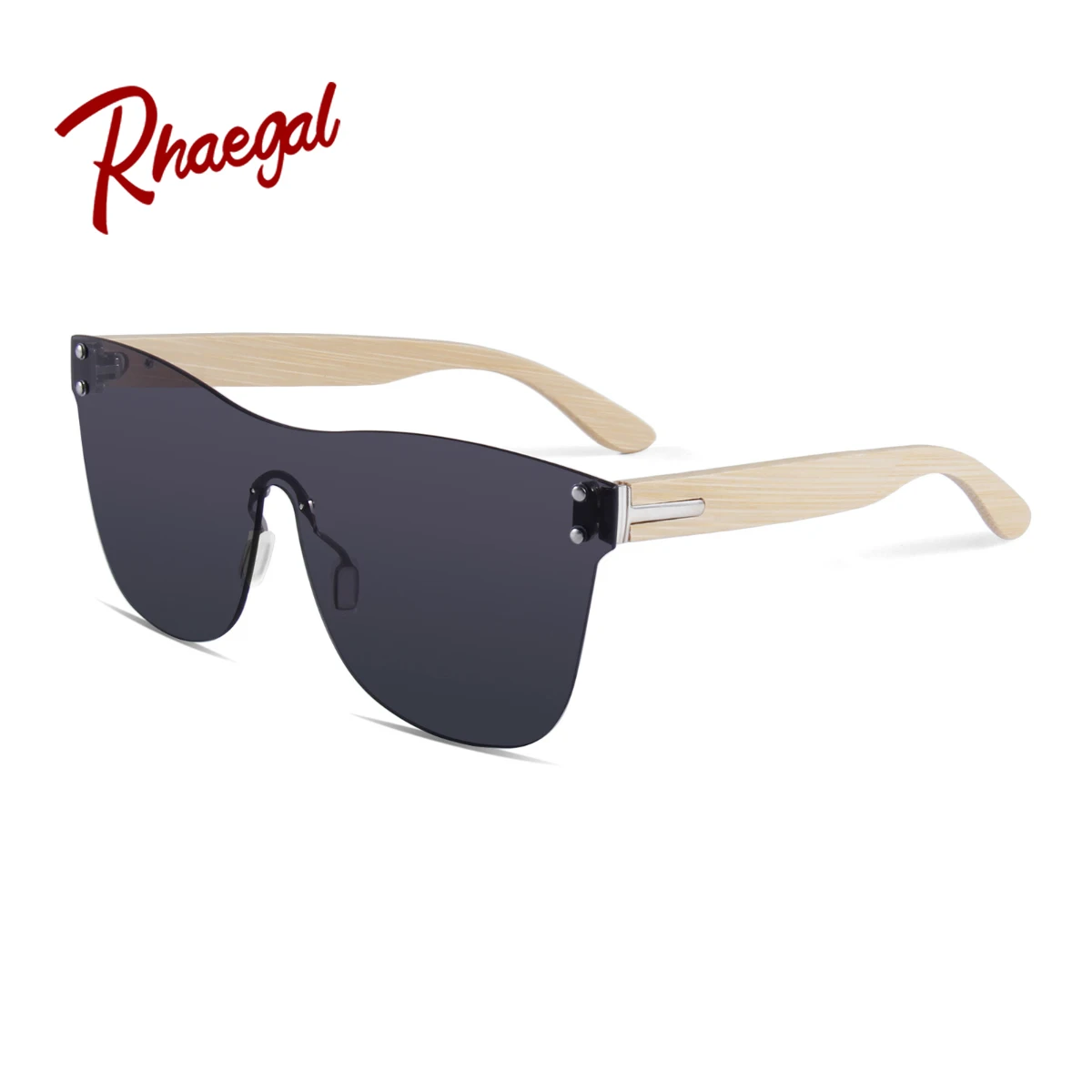 

Rhaegal Fashion classic model rimless sunglasses retro one-piece mirror UV protection sunglasses bamboo wood glasses