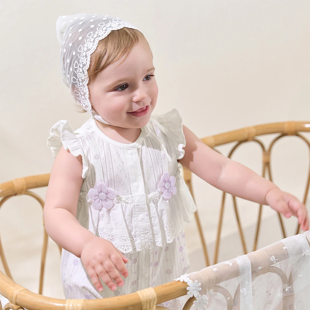 Dave Bella Newborn Summer Floral Jumpsuit Creeper Girls Cotton Printed Cute Romper Baby Princess Party Clothes DB2262075