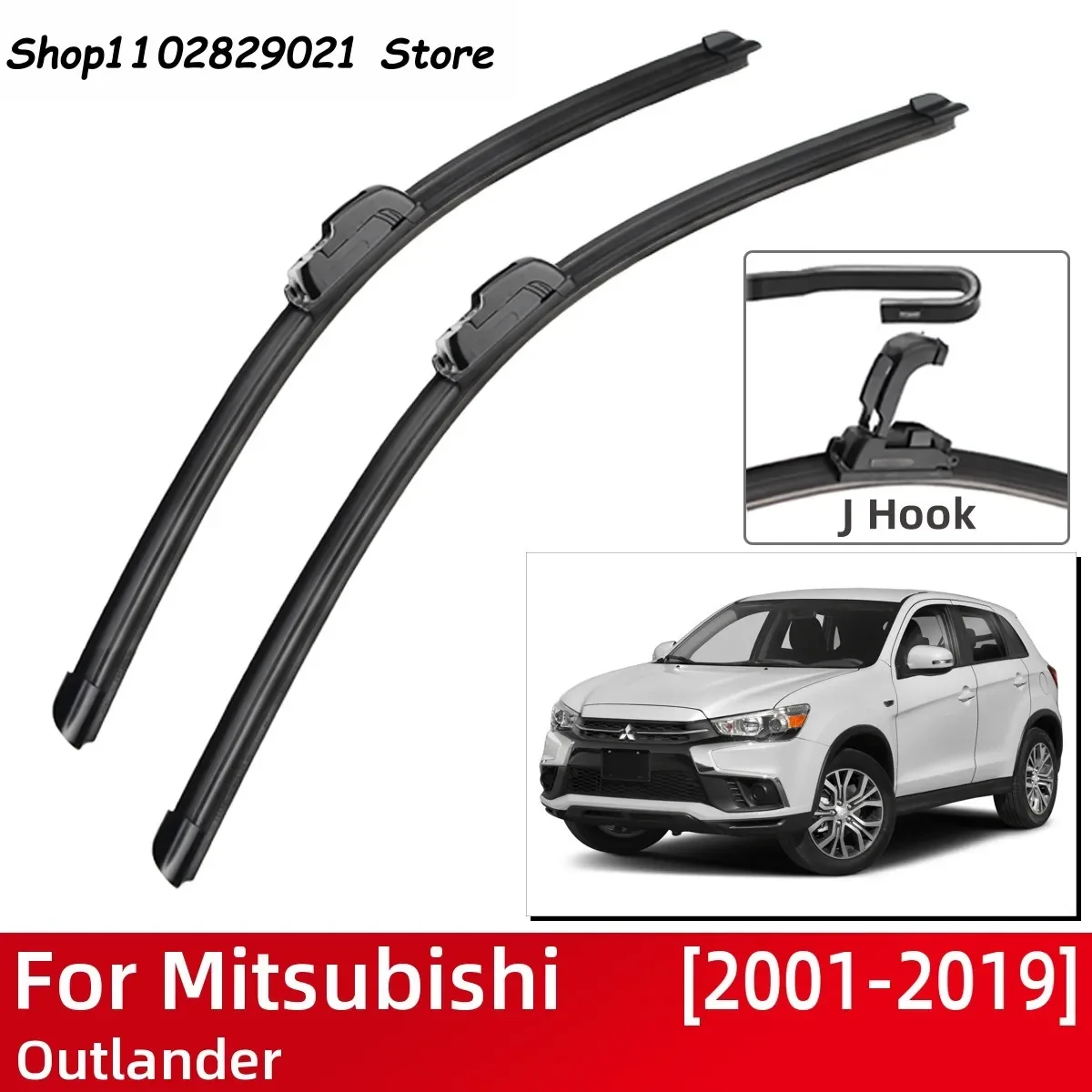 For Mitsubishi Outlander 2001-2019 Car Accessories Front Windscreen Wiper Blade Brushes Wipers U Type J Hooks 2019 2018 2017