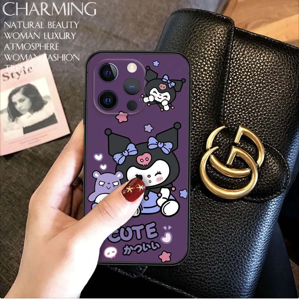 Miękkie etui Z77 cartoon Kuromi do telefonu z miękkiego silikonu do iPhone'a 15 14 Plus 13 12 11 X XS XR Pro Max Mini 8 7 Plus