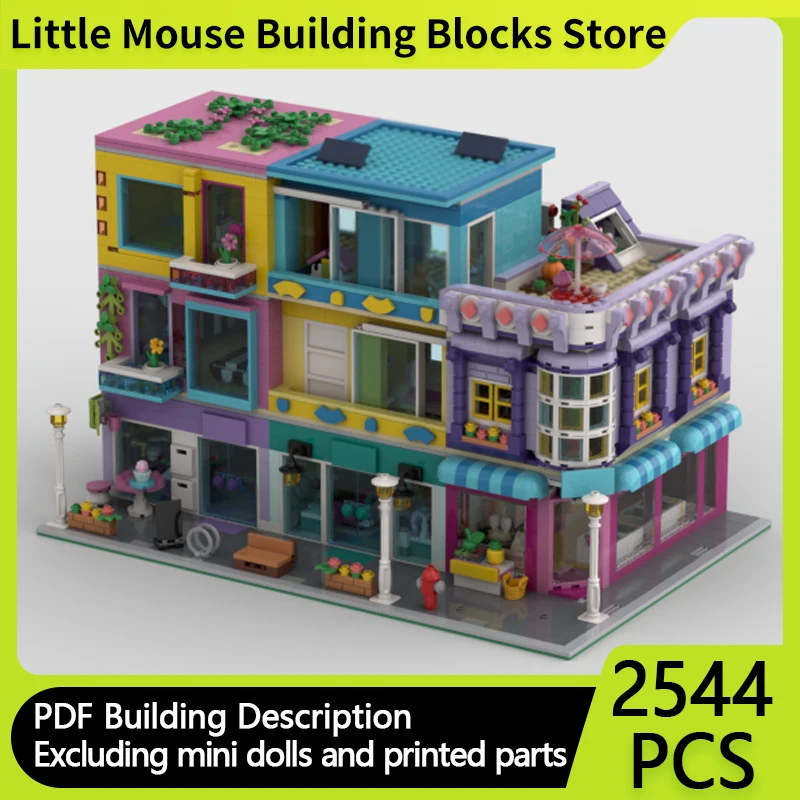 

City Street View Model MOC Building Bricks Luxury Apartment Street Modular Technology Gifts Holiday Assemble Children Toys Suit