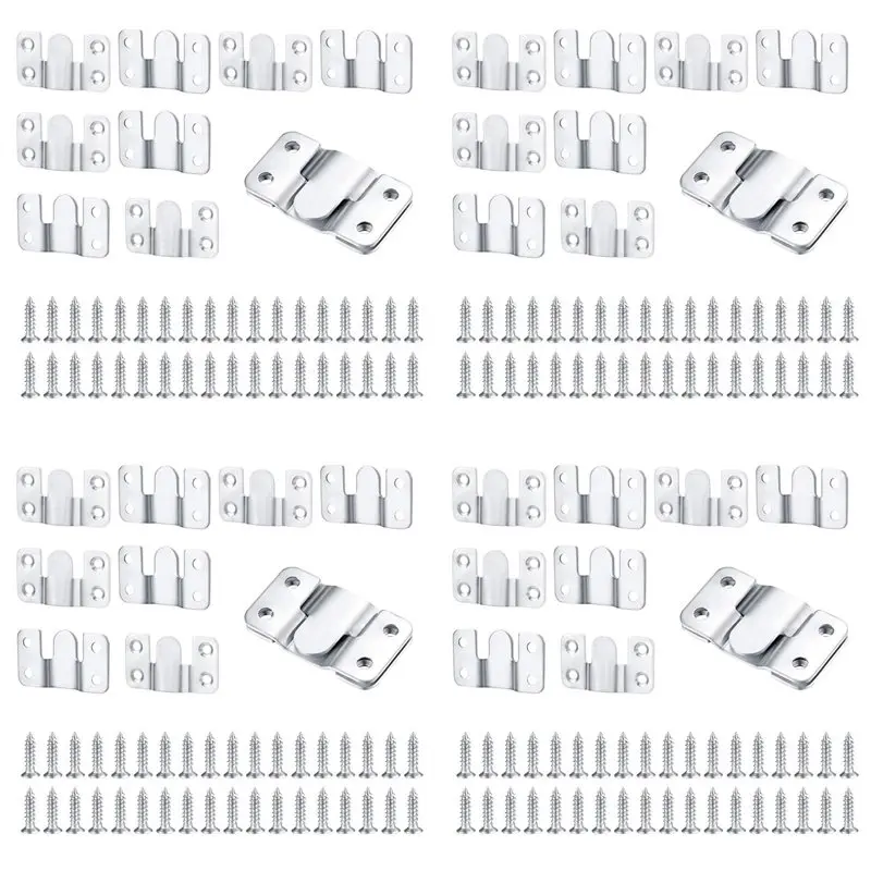A98E-40 Pcs Flush Mount Bracket Interlocking Hang Furniture Connector Stainless Steel Wall Mount Picture Frame Brackets