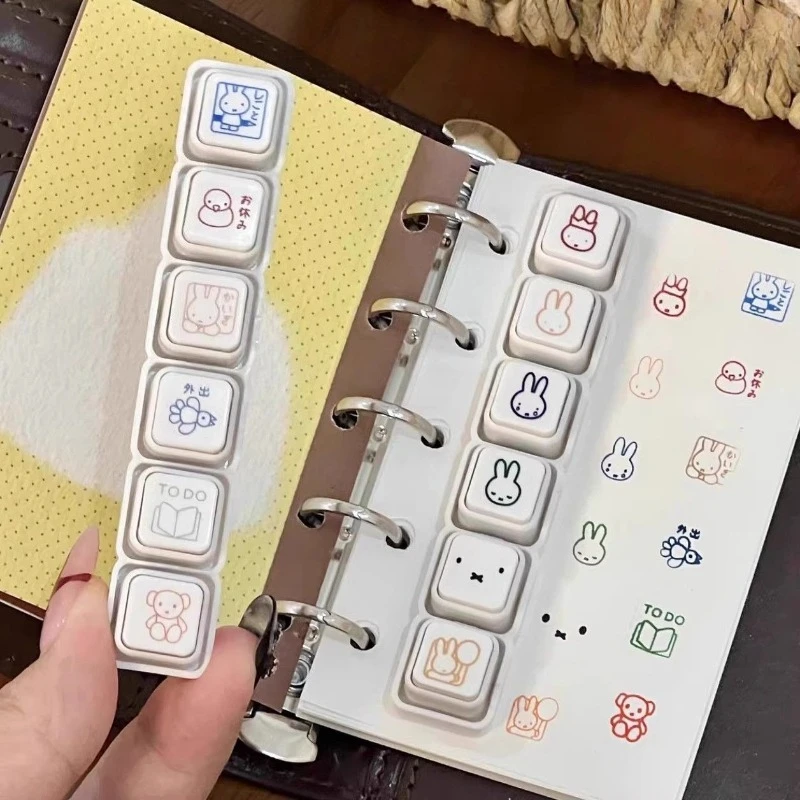 

Kawaii Miffy Detachable 6pcs Seal Set Signet Cute Study Planner DIY Decor Removable Designs for Journal/Stationery Gift-Ready
