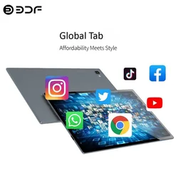 2025 New Android Tablets 10.1 Inch Octa Core 8GB RAM 256GB ROM Dual 4G LTE Phone Call Dual 5G WiFi All-Metal Tablet Pc 6000mAh