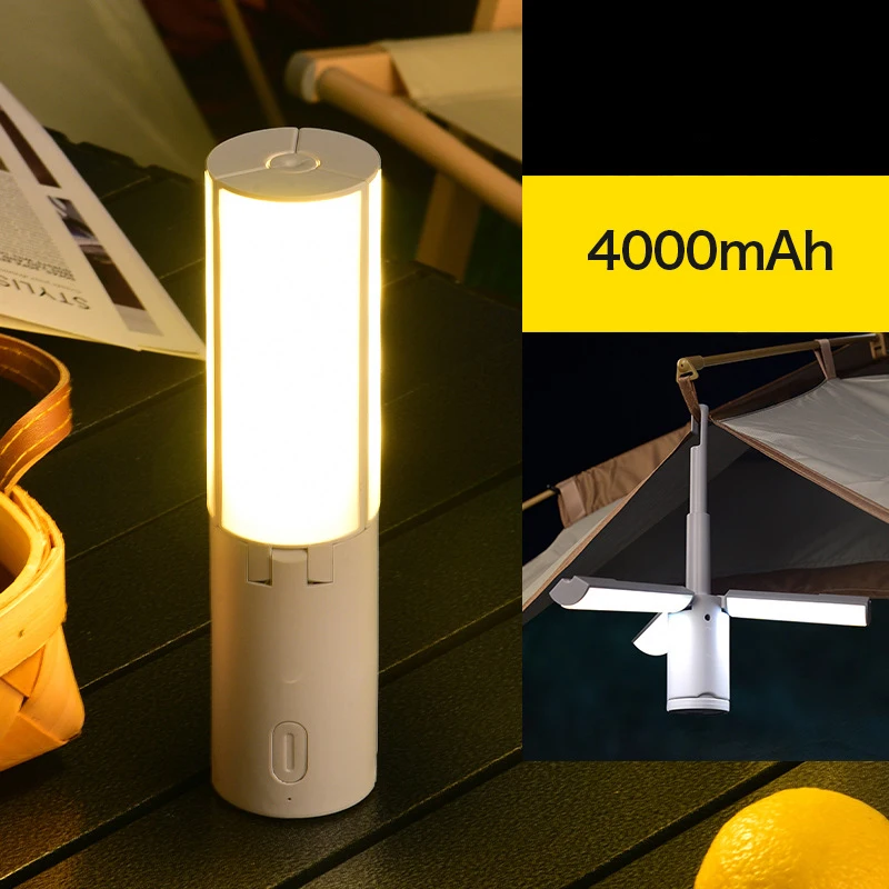 LED Camping Lights Outdoor Waterproof Foldable Portable Rechargeable Desk Lamp Indoor Student Dormitory Hanging Night Light