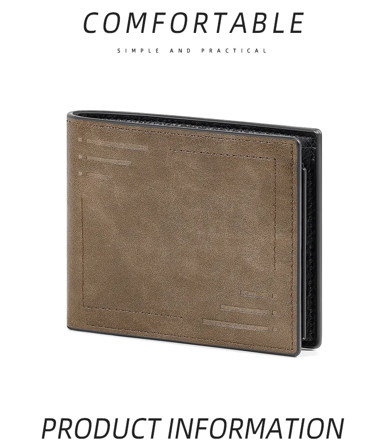 Authentic Soft Men's Wallet PU Leather Short Thin Zipper Coin Purse Business Card Holder High-End Feelings Cross-Border