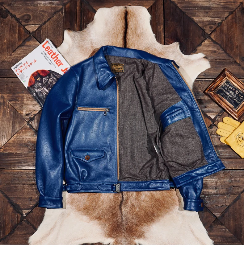 خياط براندو 1.6 مللي متر كامل الحبوب الخضار المدبوغة جلد البقر الوزن الثقيل الرجال قصيرة هارتمان الكلاسيكية جلد طبيعي سترة الطيار