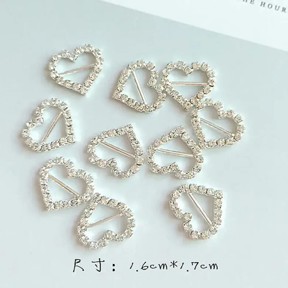 20Pcs/Lot Bling Metal Rhinestone Buckle Sliders Clear Crystal Ribbon Buckles For Bags Wedding Decoration DIY Accessories