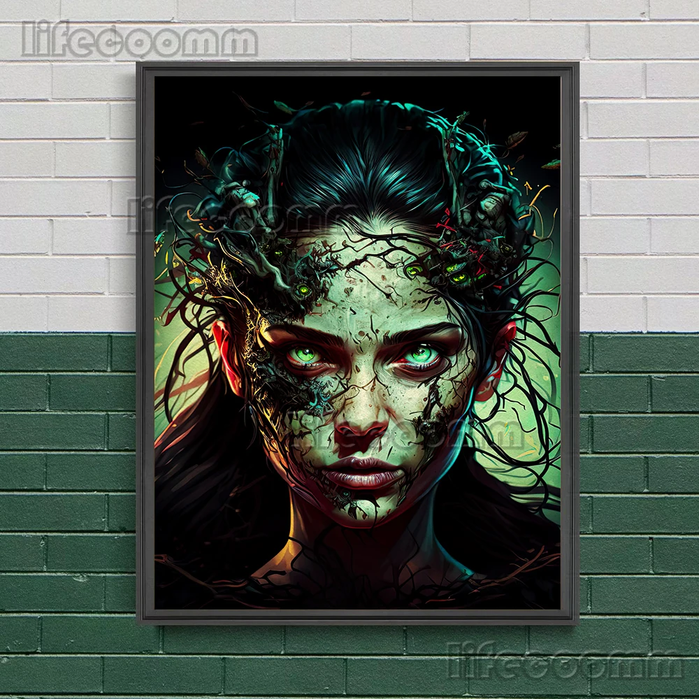 Rotting Zombie Girl Vintage Wall Art Canvas Painting Frankenstein Wife Portraits Art Poster And Print Home Decoration Unframed