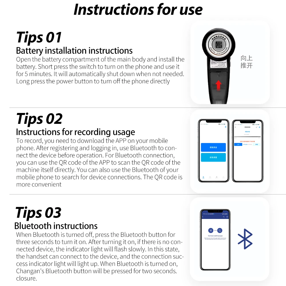 Digital Medical Bluetooth Electronic Stethoscope 40 Times Magnification App Recordable Audifonos For Doctors Nurse Health Care