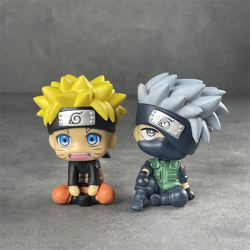 Bandai Huoying Hand-made Sitting Posture Naruto Kakashi Sasuke Skunk Car Ornaments Blind Box Anime Model