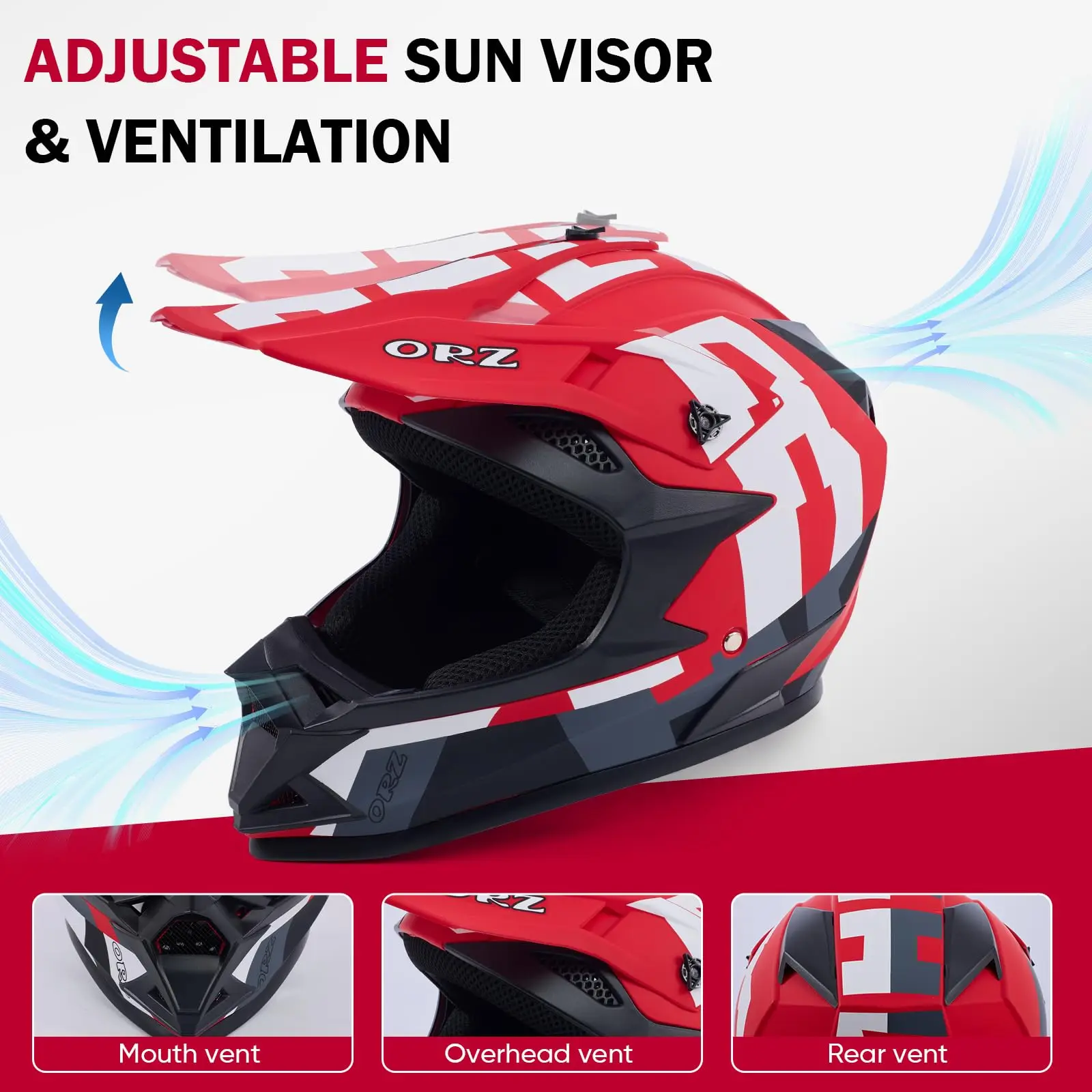 赤い大人用ダートヘルメット、オートバイレース、ストリートバイク、オフロード、マウンテンバイク、bmx、mx、atv用ヘルメット