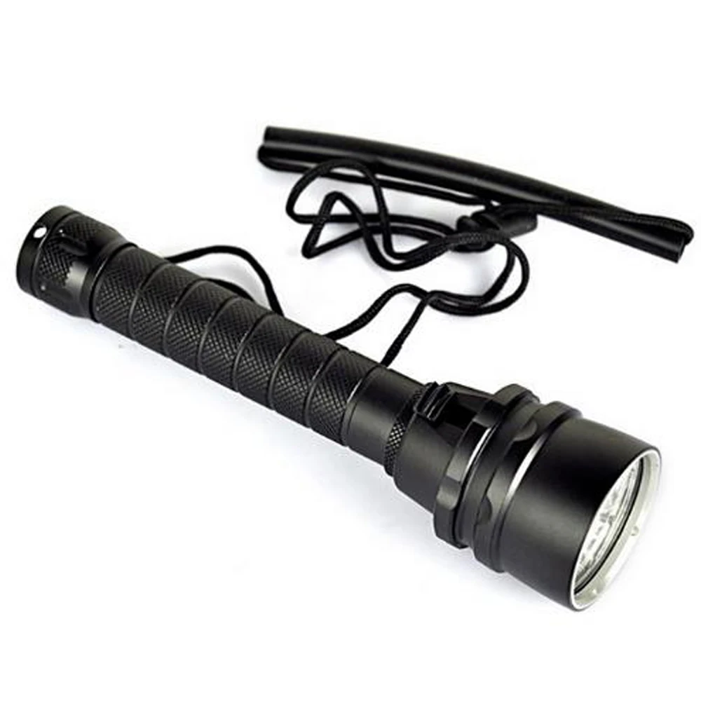 Powerful LED Diving Flashlight 1-mode  Highest Waterproof Rating Professional Diving Light Powered by 18650 Battery