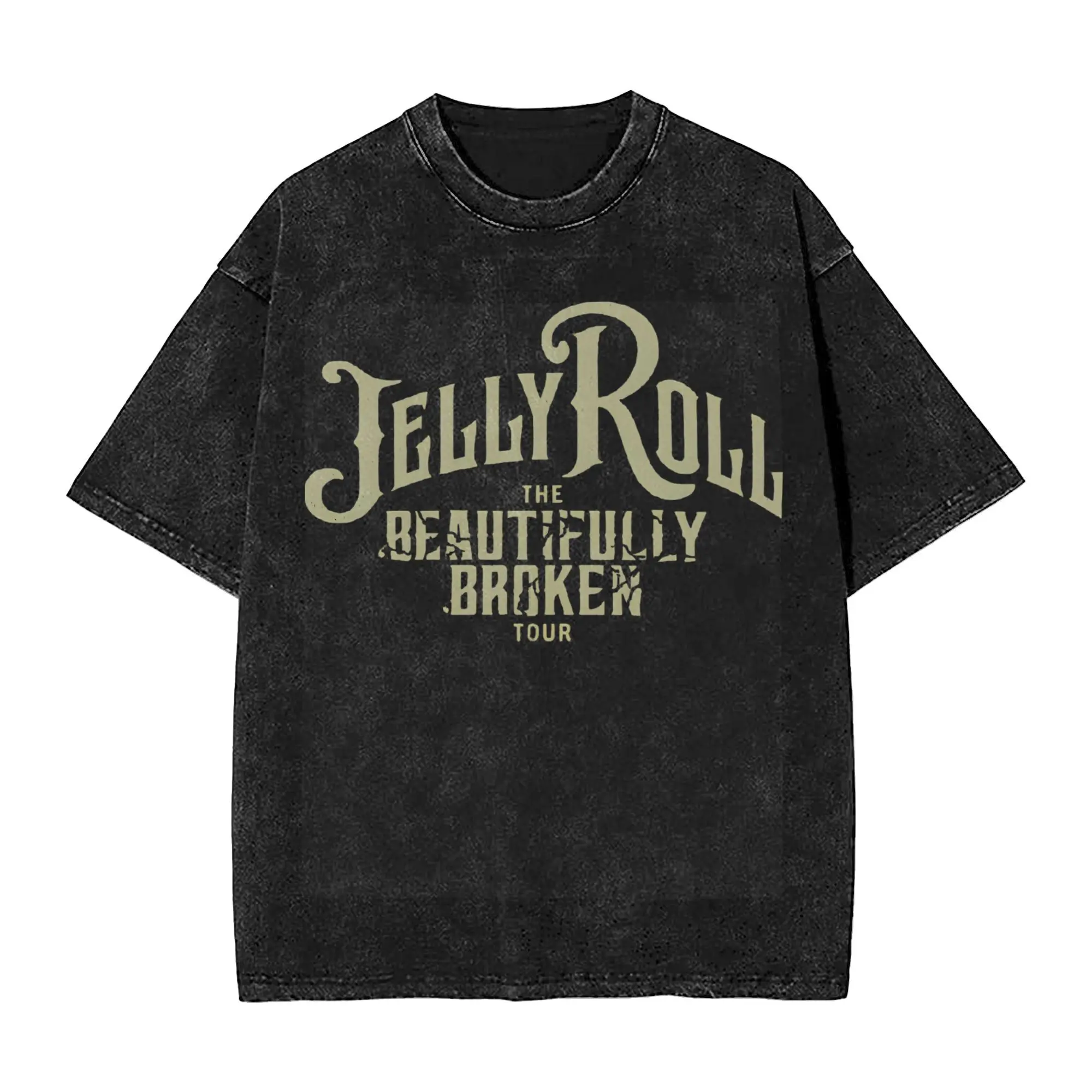 Men Women Jelly Roll Rapper Singer T Shirt Printed Washed Cotton The Beautifully Broken Tour 2024 Retro Outfit Tees