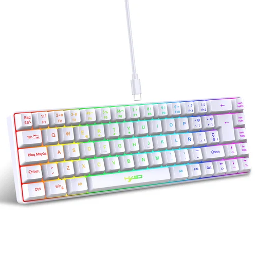 Imagen 1 del producto ¡Venta caliente! Teclado de juego por cable retroiluminado RGB de 69 teclas en españa, 68% de diseño compacto, gadgets imprescindibles para trabajadores de oficina y jugadores