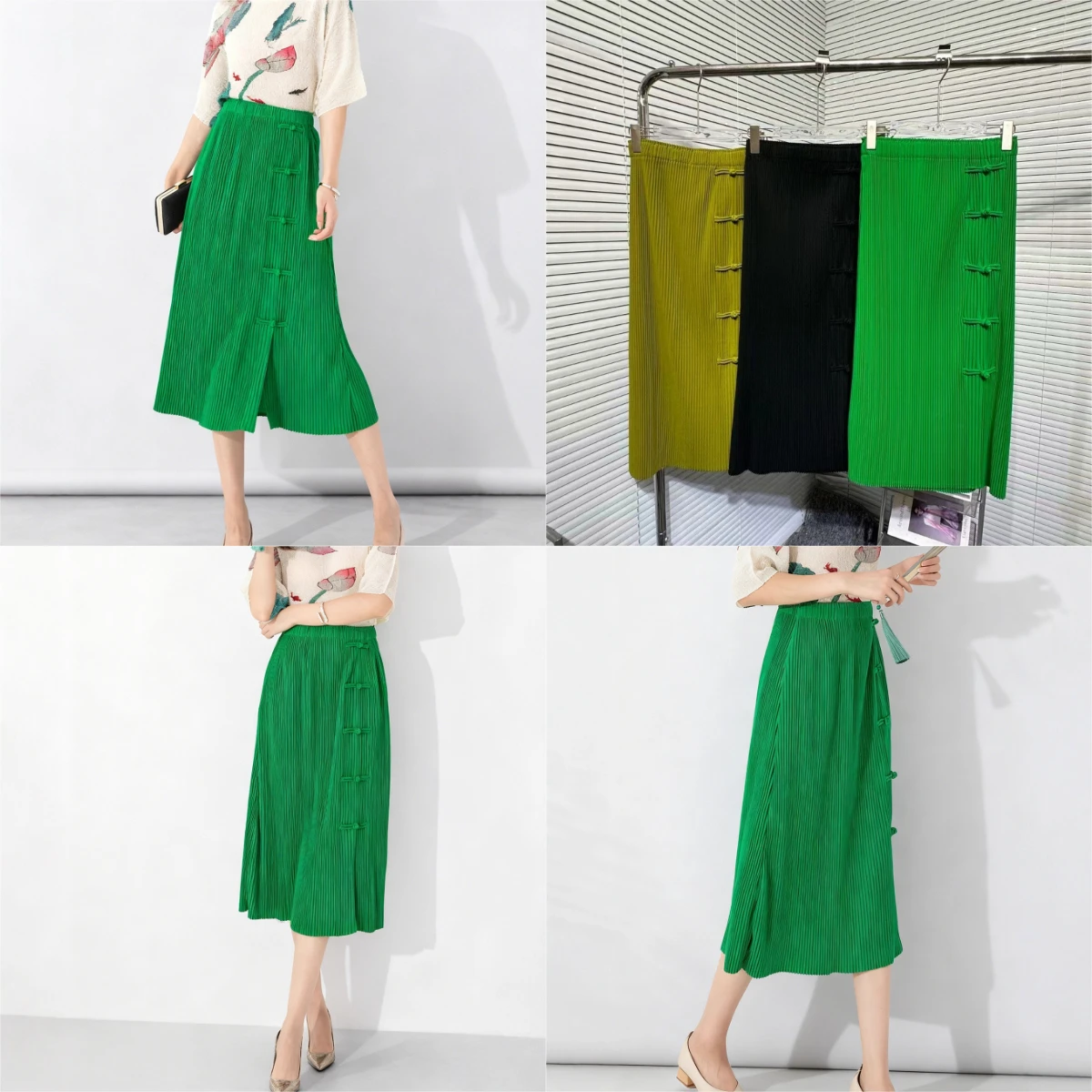 

Miyake Pleated 2026 Bustier Skirt Advanced Sense of New Chinese National Style Half Skirt Elastic Waist Hundred A-line Skirt