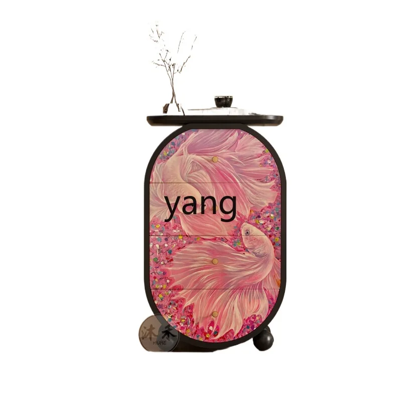 

Yjq pink koi niche high-end solid wood bedroom locker multi-functional vertical cabinet next to the sofa