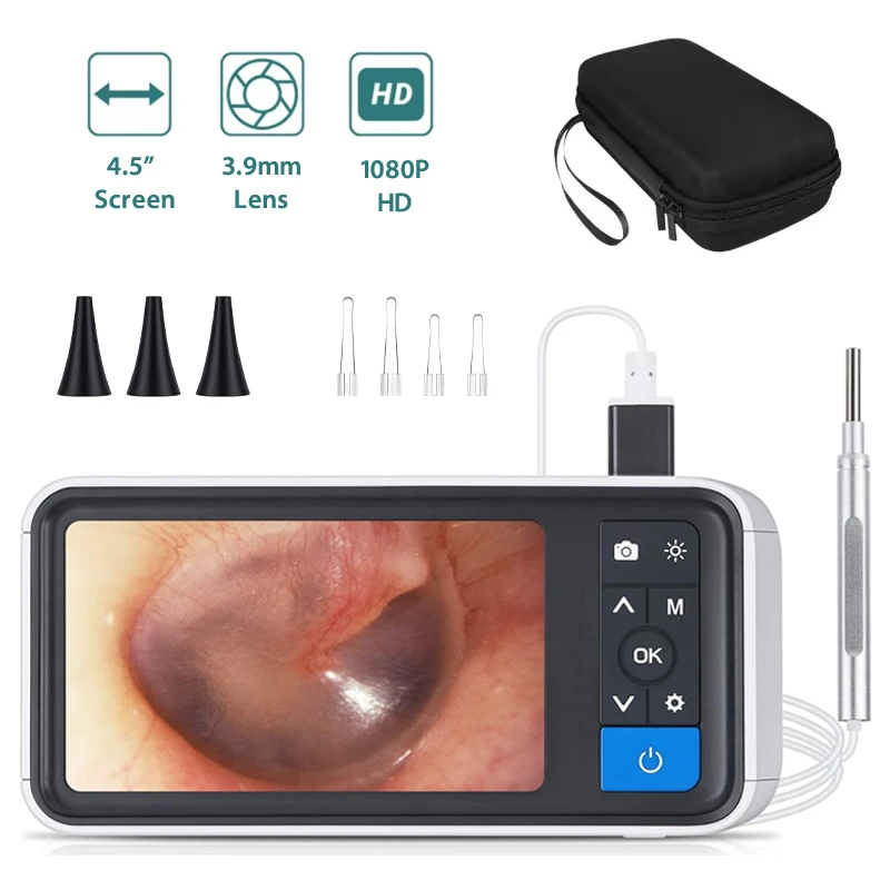 Digital Visible Light Ear Spoon 1080P HD With 4.5inch HD Screen And 3.9mm Lens Household Endoscope Set For Ear Care Ear Clean